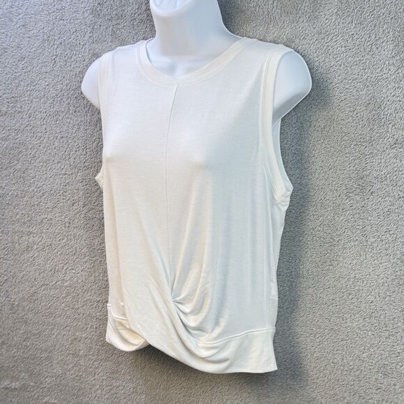Banana Republic Cropped Twist Tie Front Tank Womens Small White Staple Pullover - Picture 2 of 7